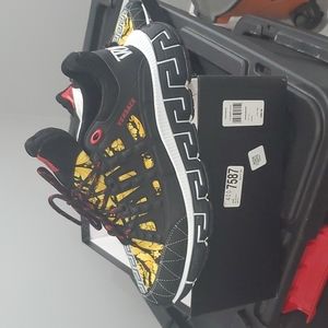 Mens Versace Trifecta Sneakers, Black And Yellow
